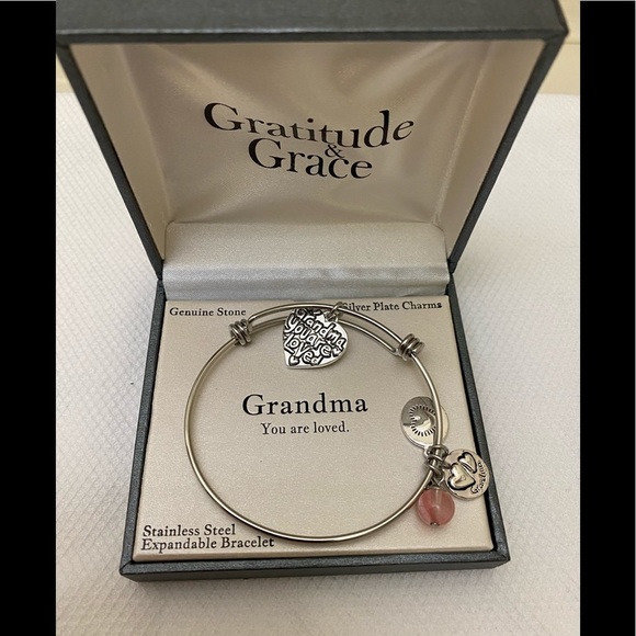 Gratitude & Grace Jewelry - 🦚2/$40 Gratitude & Grace SS Expandable Bracelet GRANDMA Genuine Stone NIB